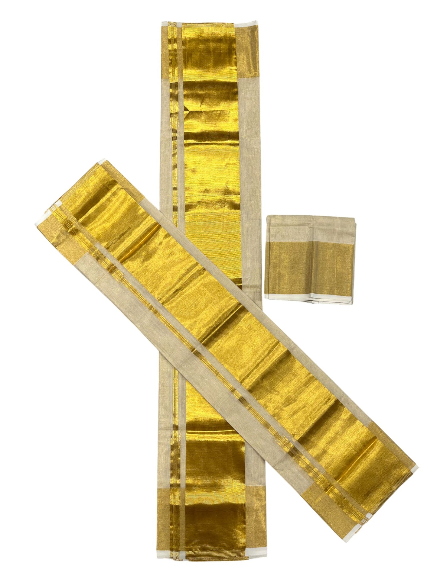 Southloom Premium Handloom Set Mundu with Kasavu and Golden Border(2.80 Mtr)