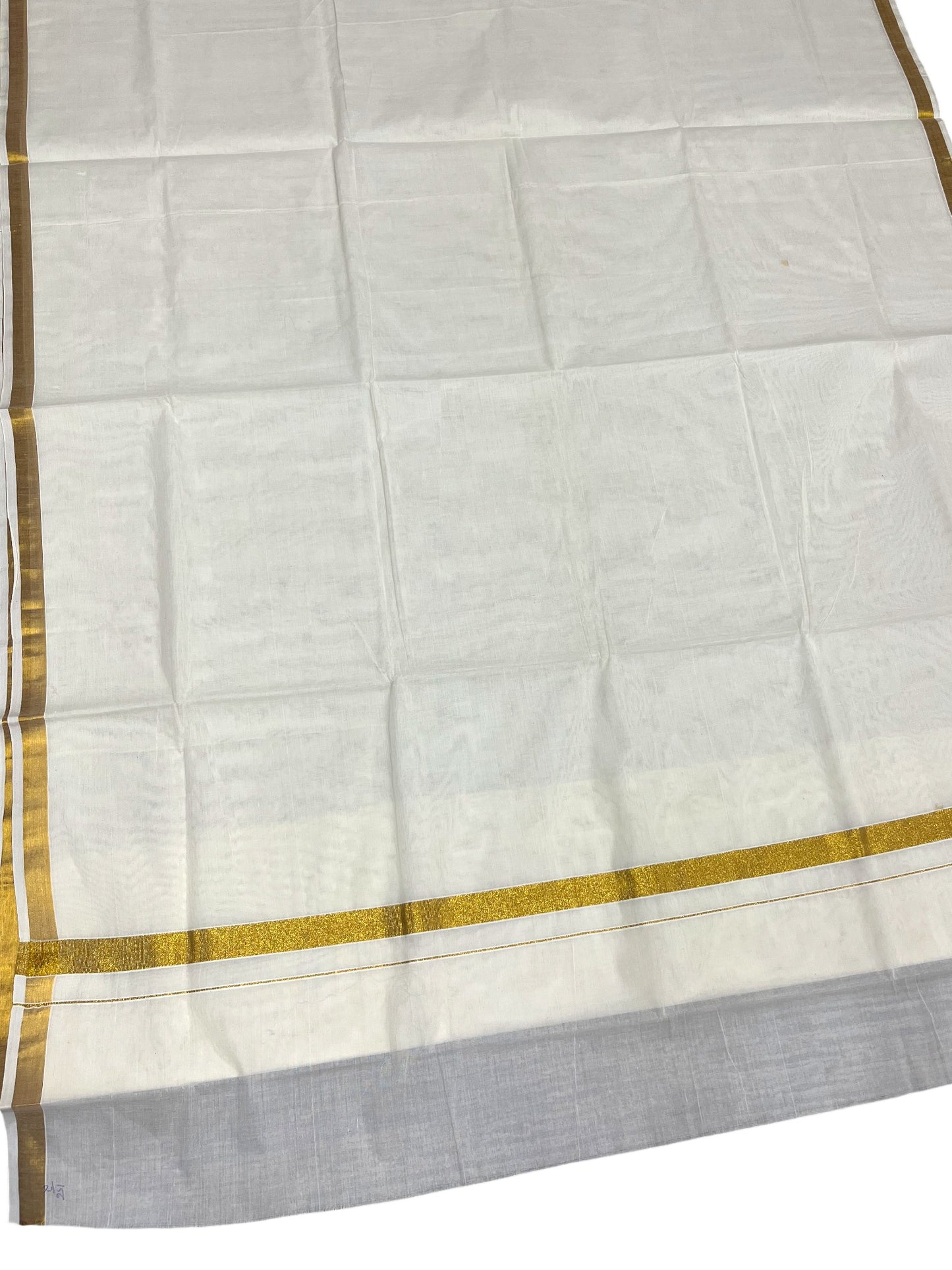 Southloom Pure Cotton Kerala Saree with 1 inch Gold Kasavu Border