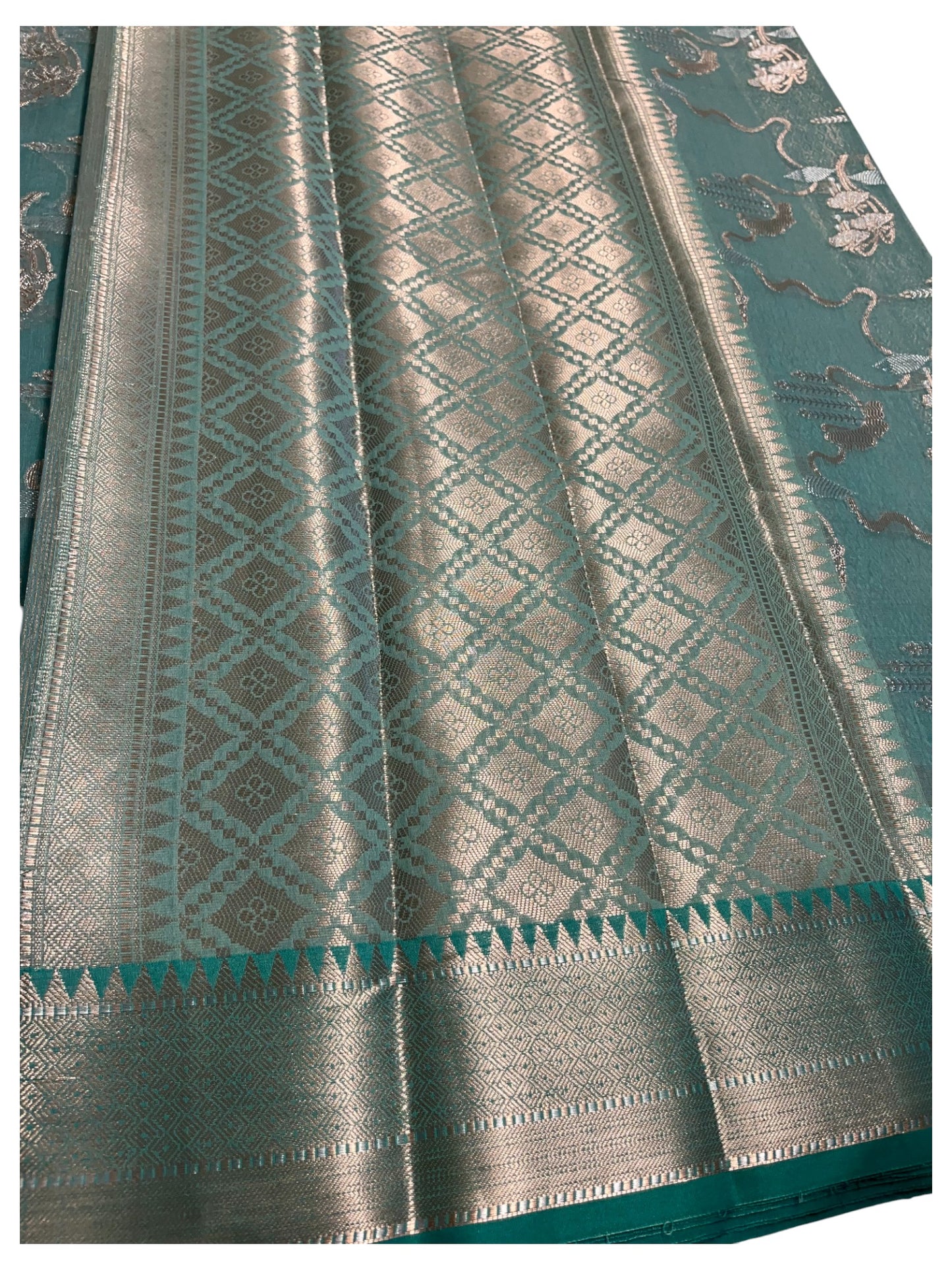 Southloom Tissue Banarasi Silk Saree with Woven Work on Body and Borders (Blue)