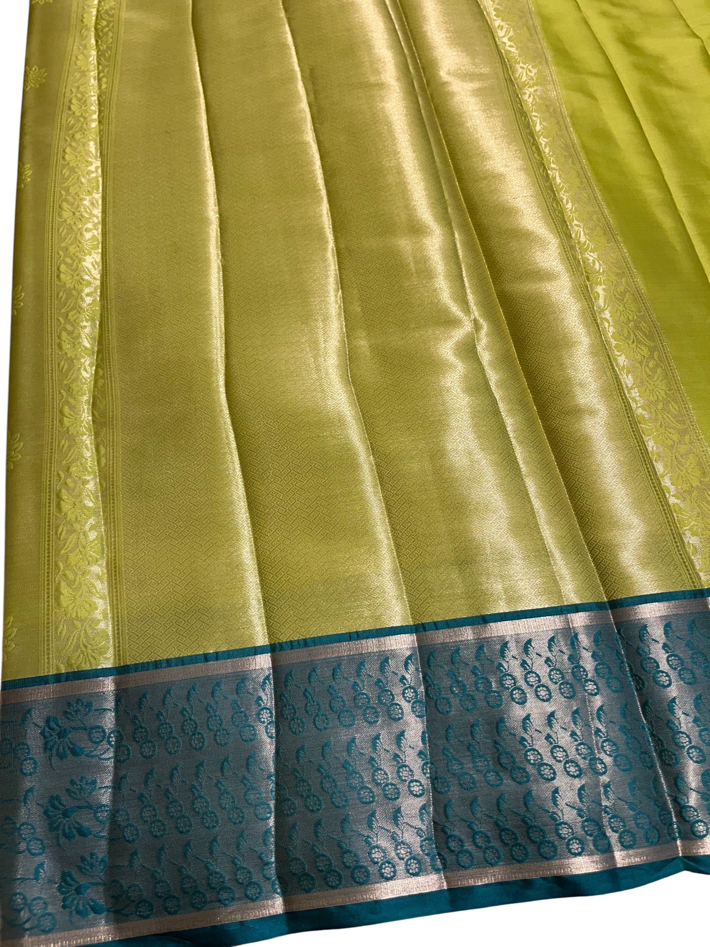 Southloom Tissue Silk Saree with Woven Work on Body and Borders (Blue & Green)