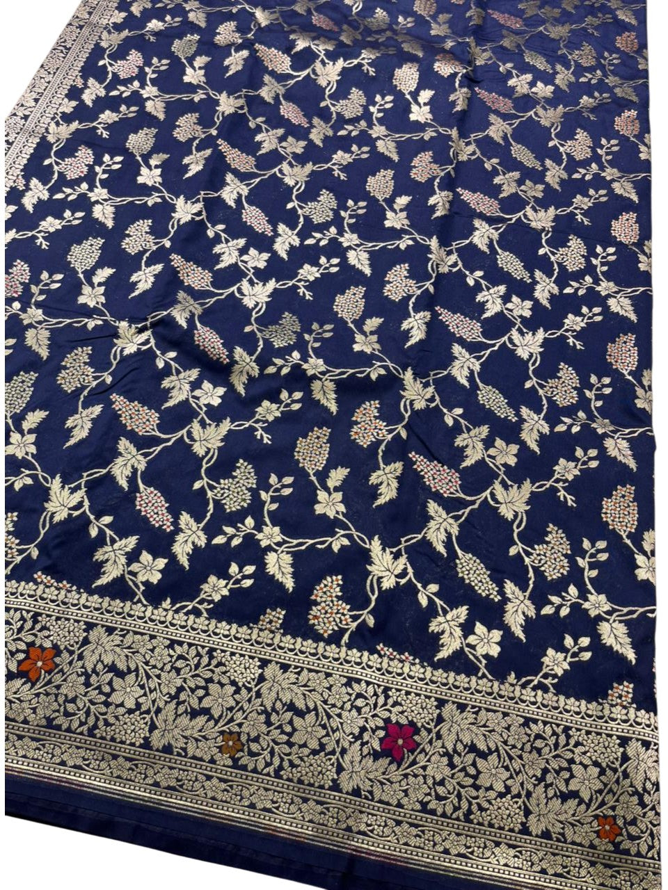 Southloom Pure Banarasi Silk Saree with Woven Work on Body and Borders (Blue)