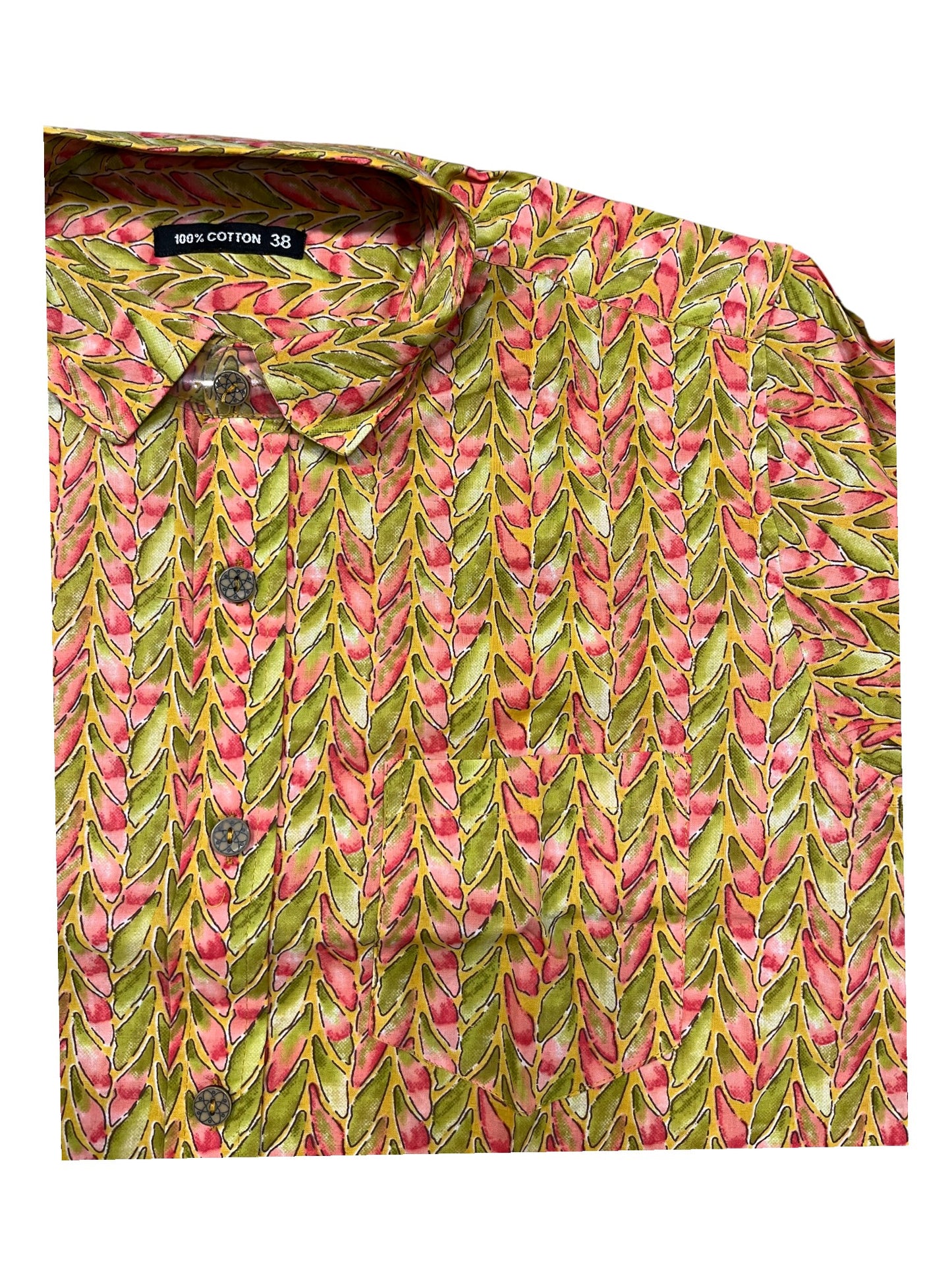 Southloom Jaipur Pure Cotton Block Printed Shirt for Men (Medium)