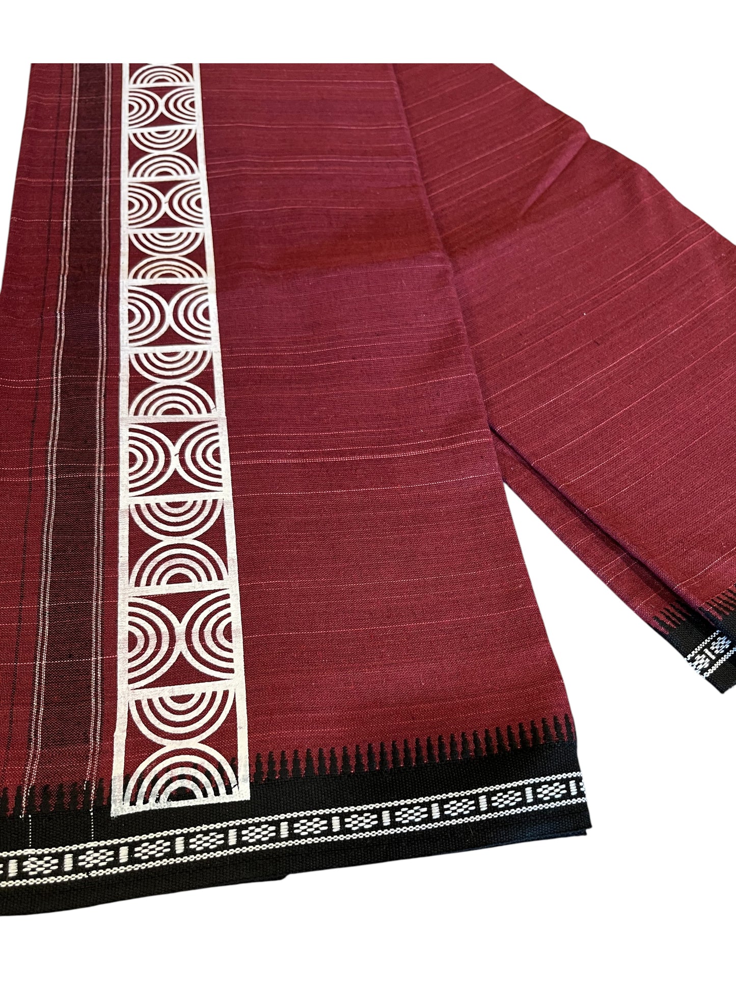 Southloom Maroon Printed Single Mundu / Otta Mundu / Lungi (South Indian Kerala Dhoti)