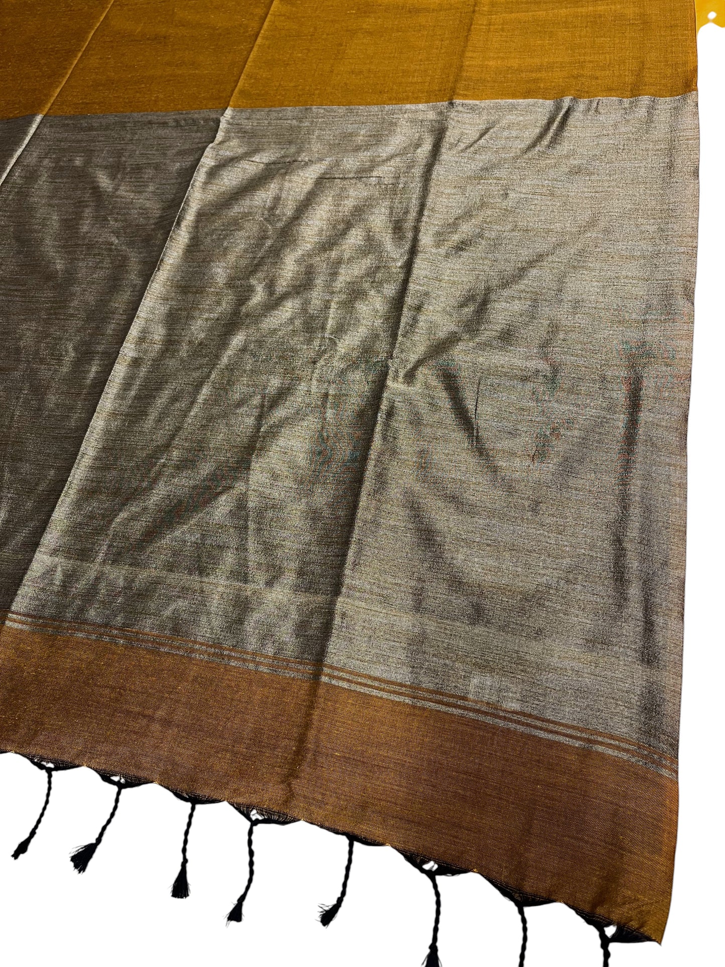 Southloom Mul Cotton 120 x 120 Soft Fabric Saree in Mustard Yellow Colour