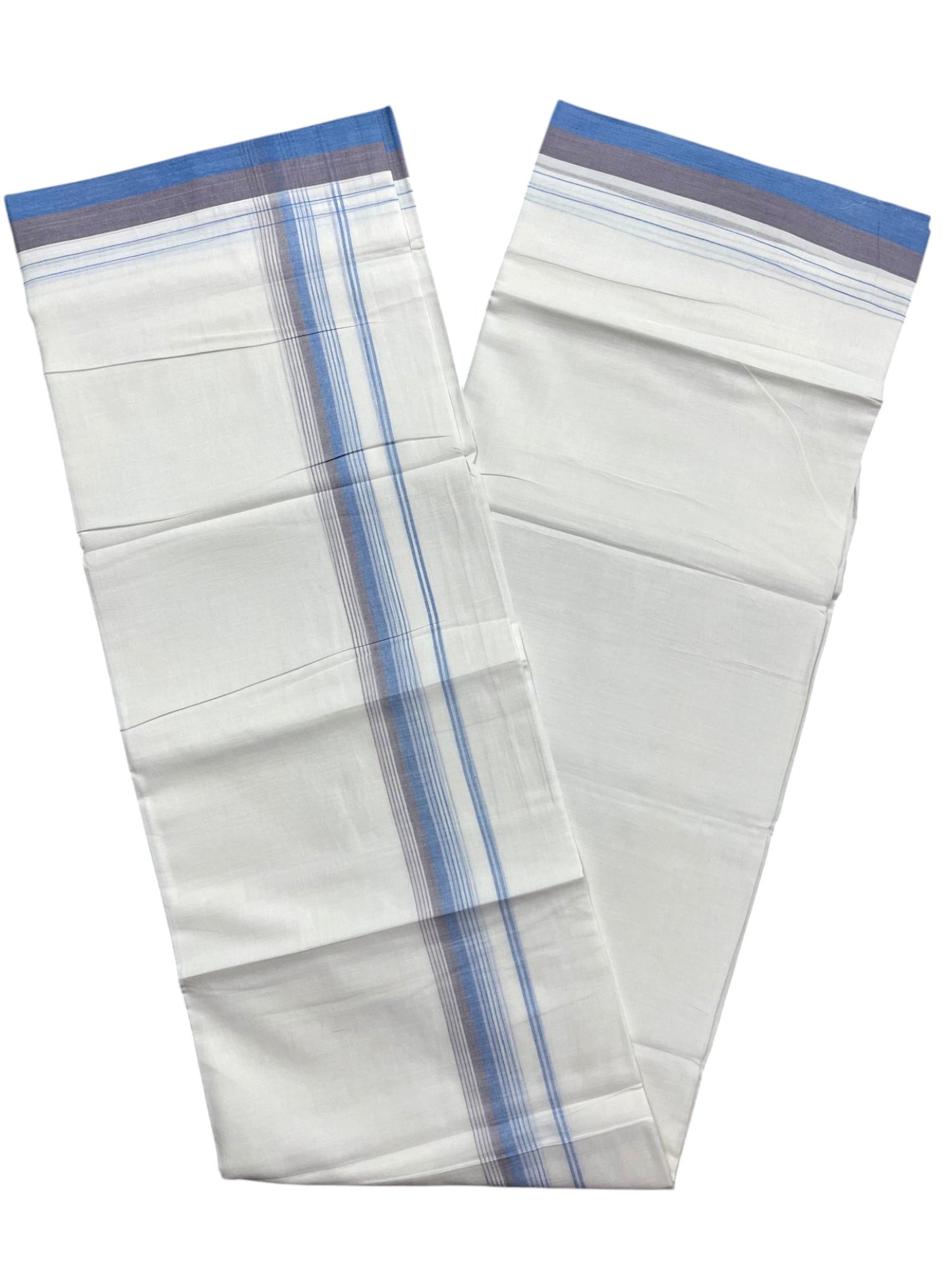 Southloom Pure Cotton Mundu with Blue Border (South Indian Kerala Dhoti)