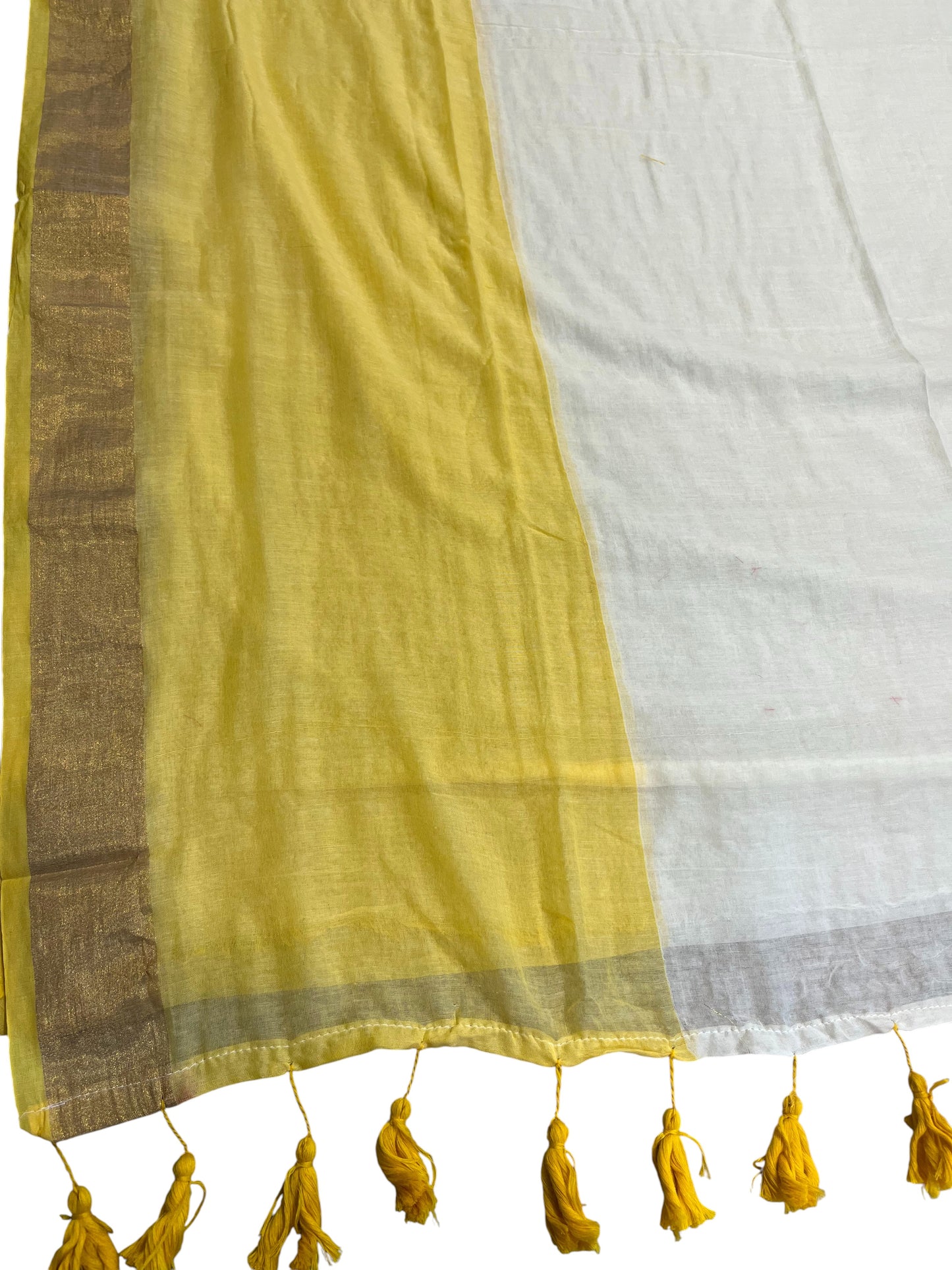 Southloom Mul Cotton 120 x 120 Soft Fabric Saree in Yellow Colour