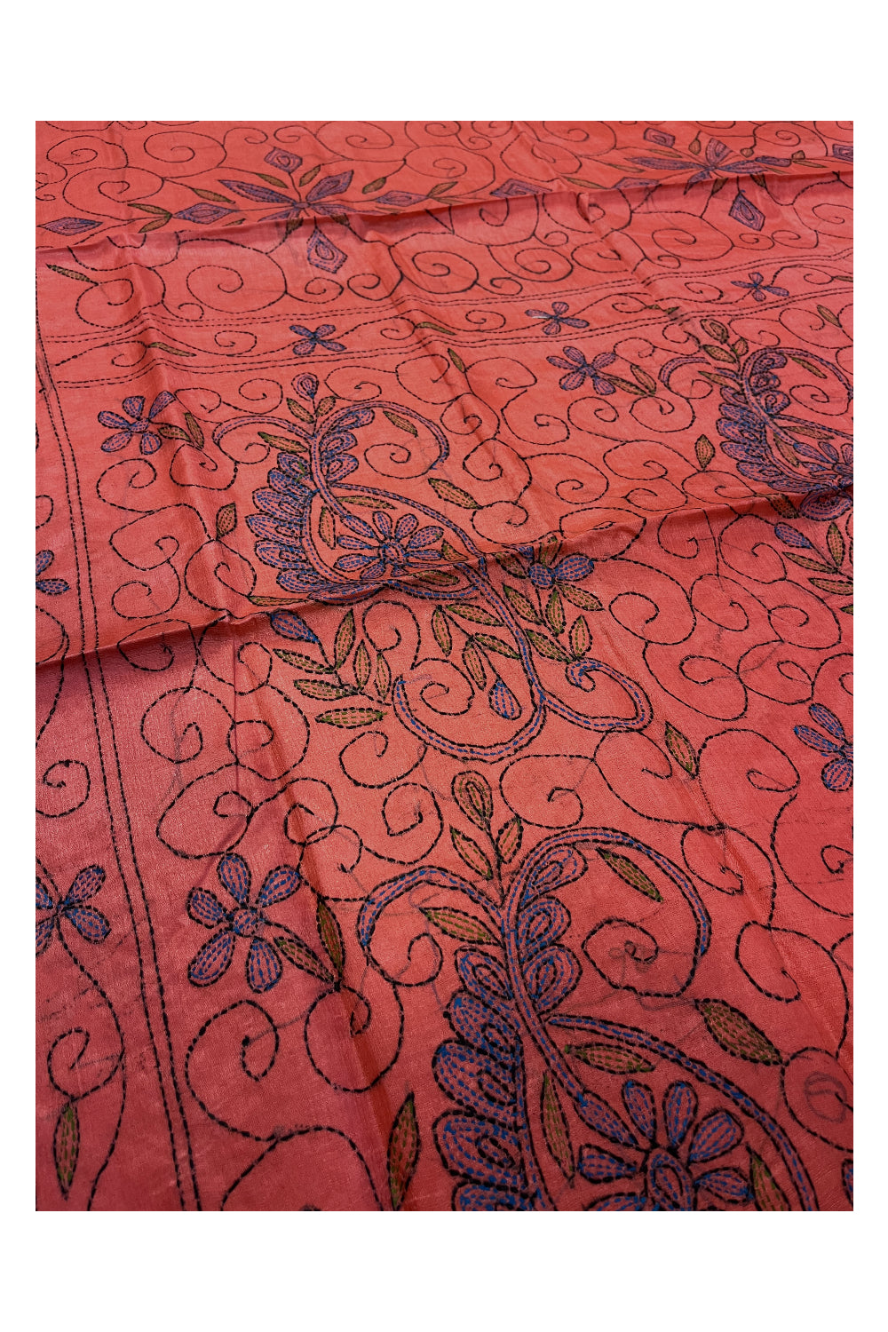 Southloom Kantha Thread Work Designer Pink Saree