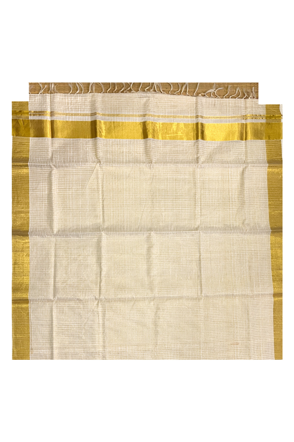 Southloom Handloom Premium Kerala Cotton Saree with Kasavu Micro Check Design Body