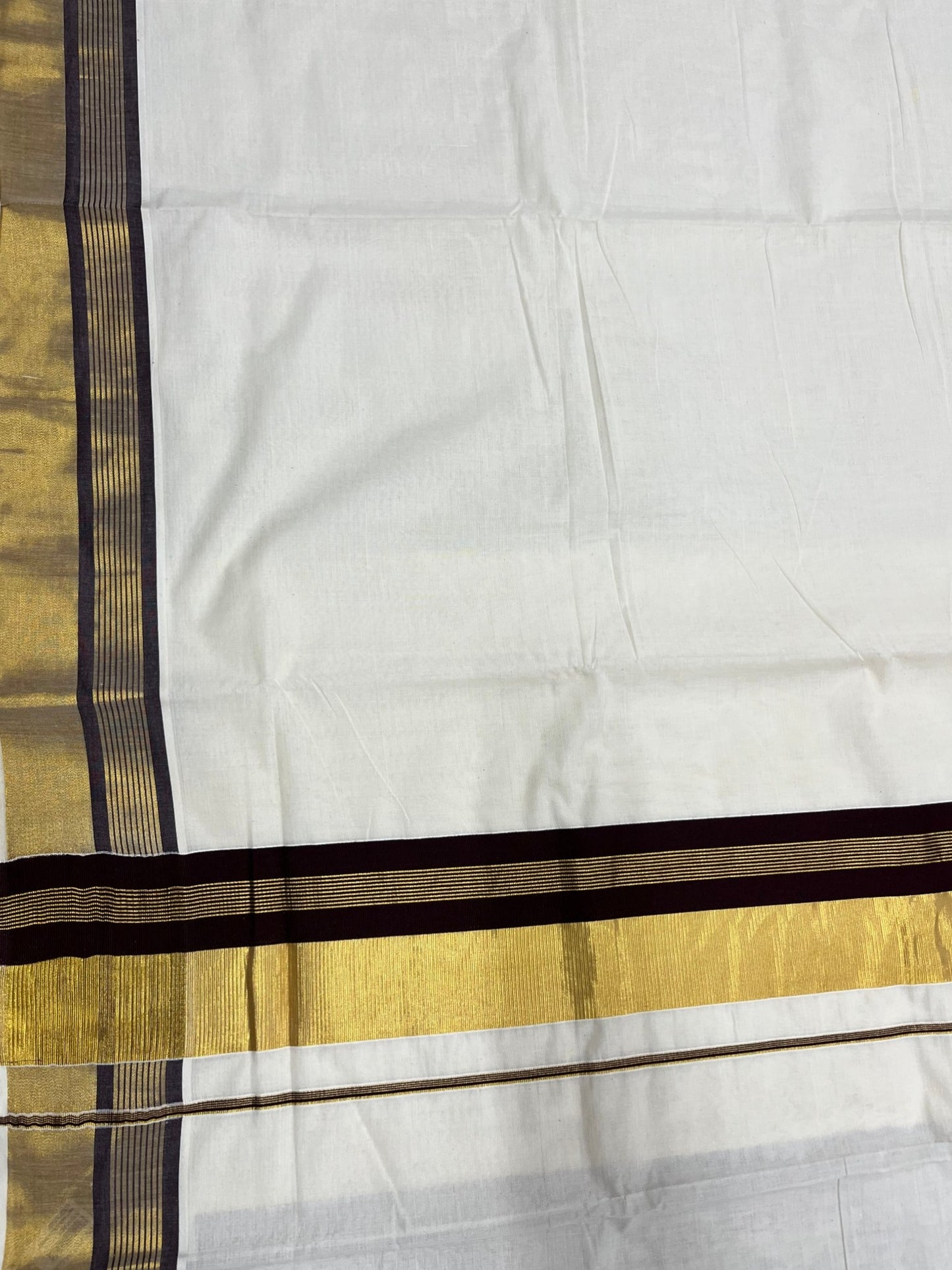 Southloom Kerala Pure Cotton Saree with Kasavu and Brown Border