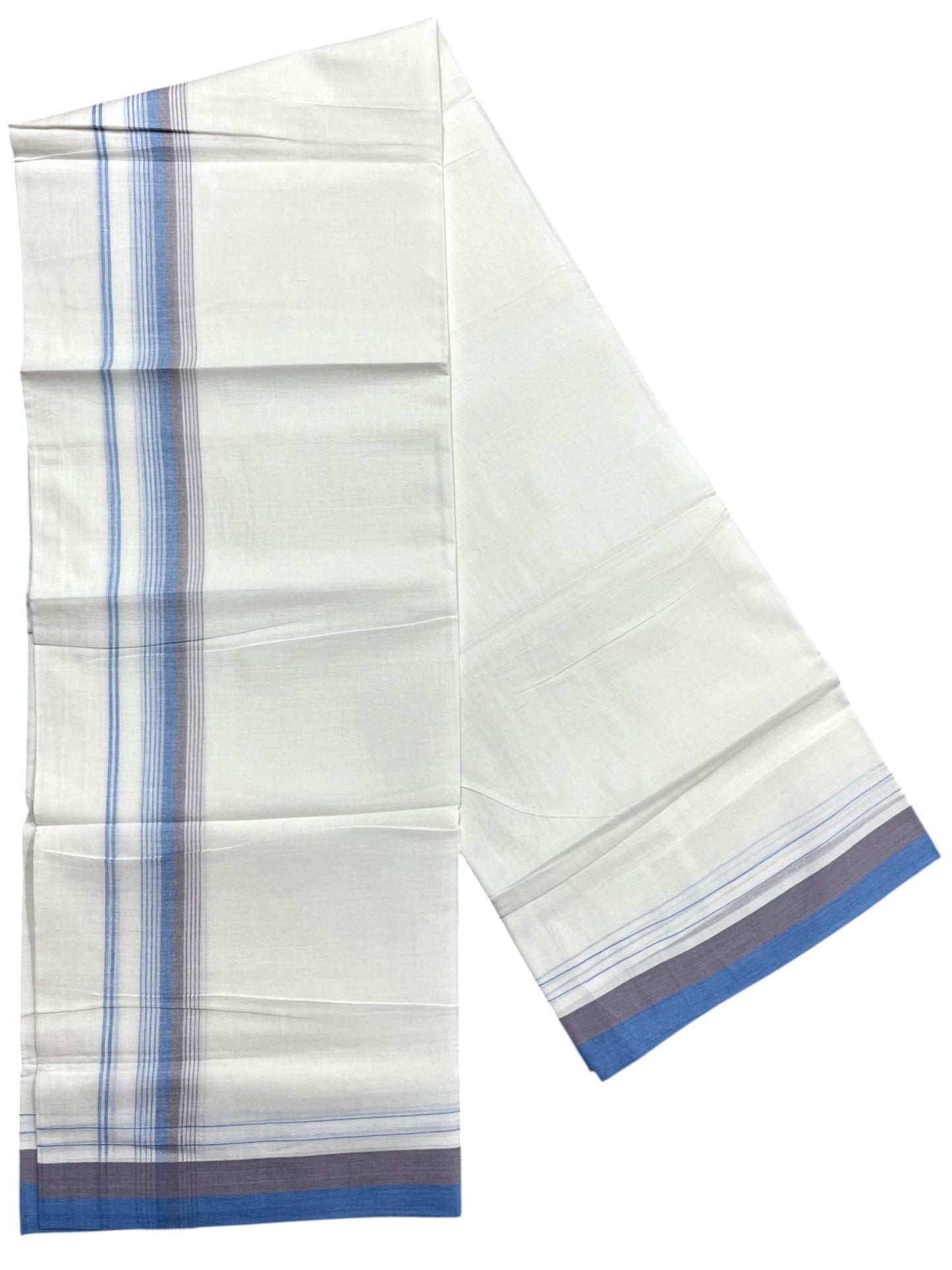 Southloom Pure Cotton Mundu with Blue Border (South Indian Kerala Dhoti)