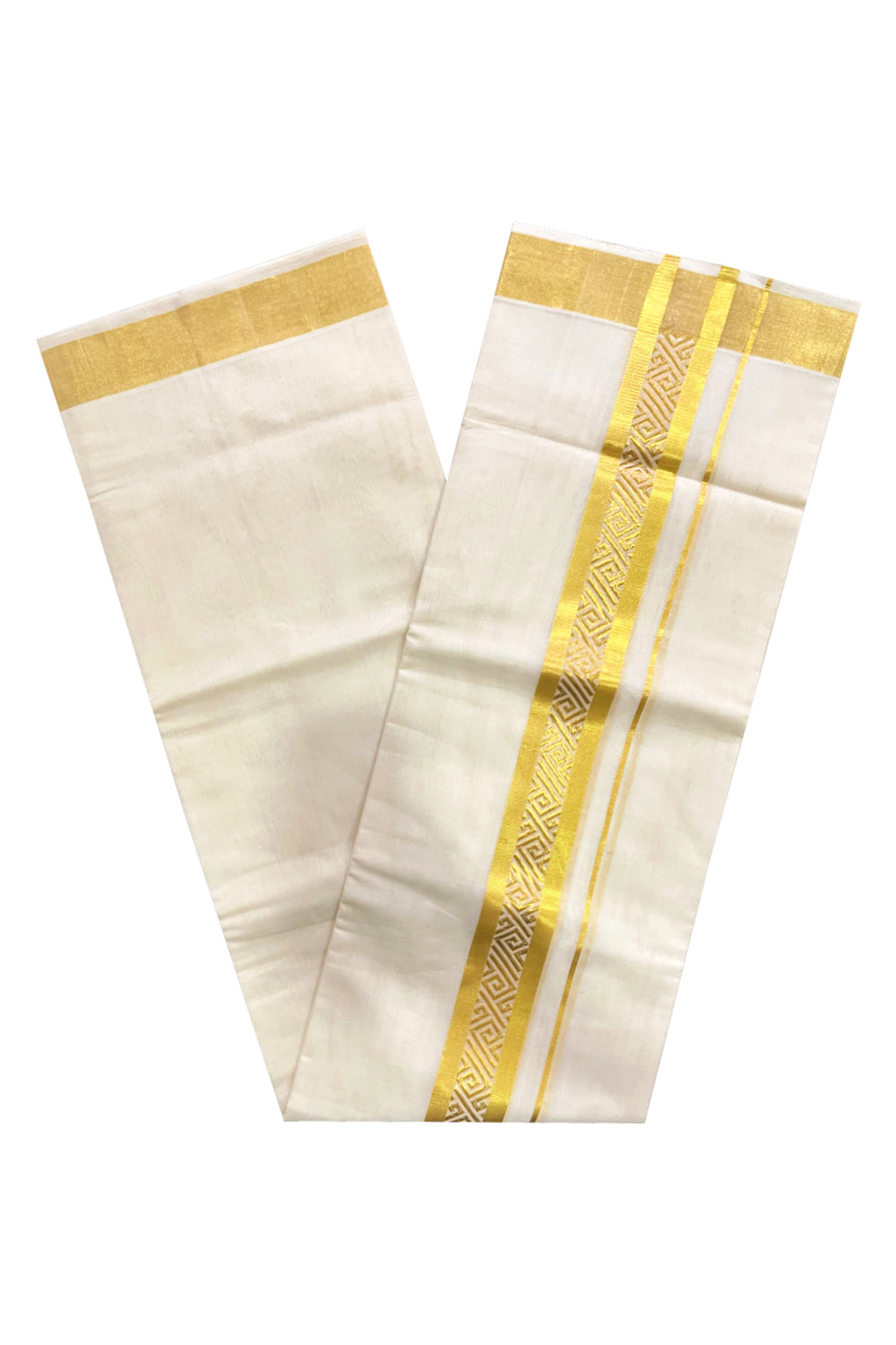 Southloom Premium Handloom Wedding Mundu with Kasavu Woven Border (South Indian Kerala Dhoti)