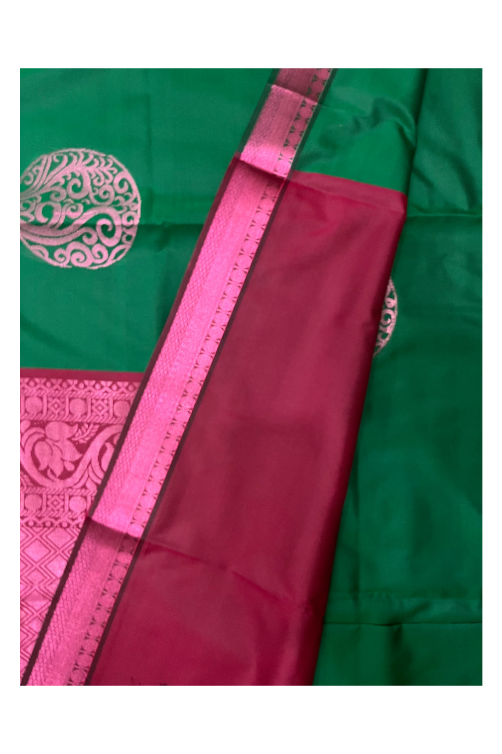 Southloom Soft Silk Green Designer Woven Saree with Heavy Work on Pallu