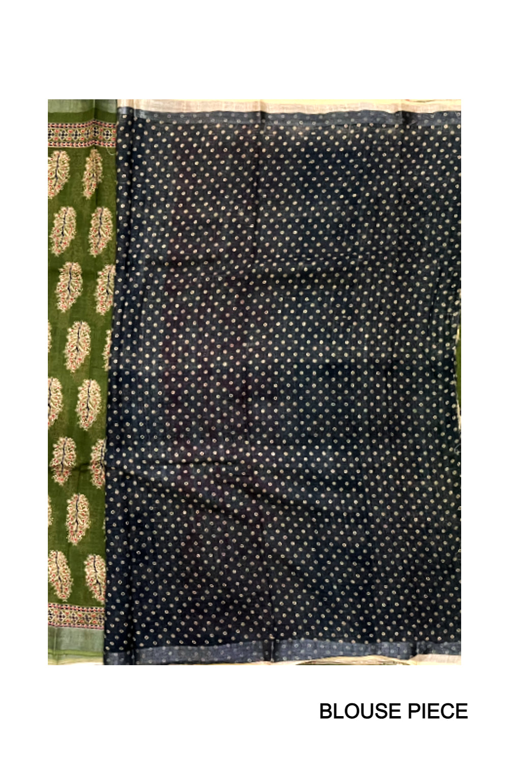 Southloom Linen Green Designer Saree with Floral Prints on Body