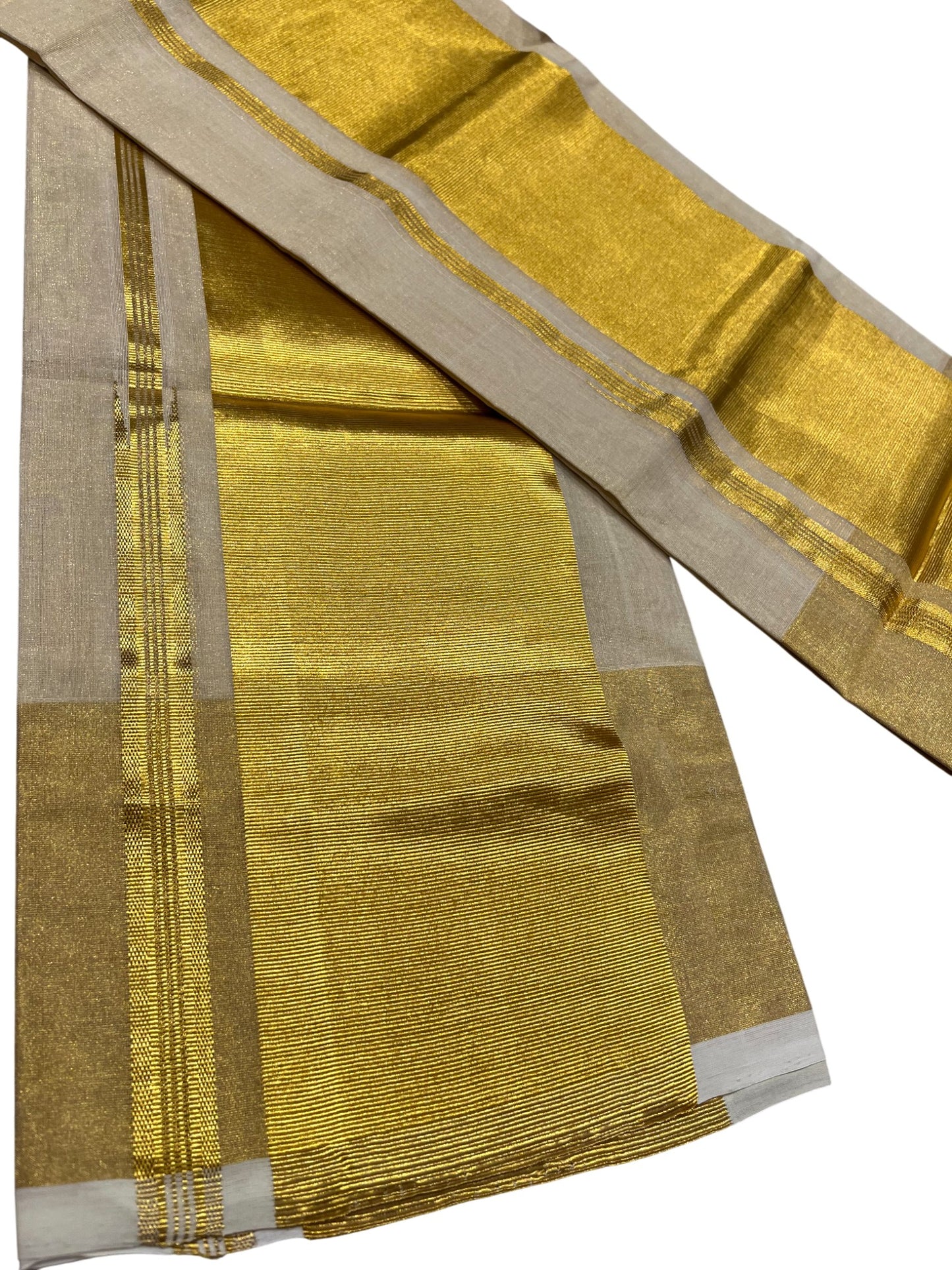 Southloom Premium Handloom Set Mundu with Kasavu and Golden Border(2.80 Mtr)
