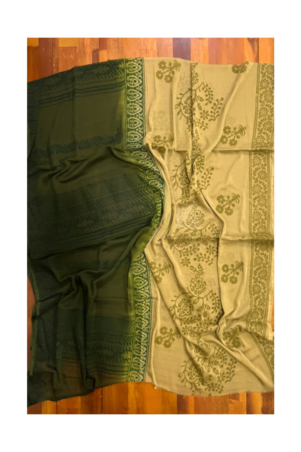 Southloom™ Crepe Churidar Salwar Suit Material in Green with Floral Prints