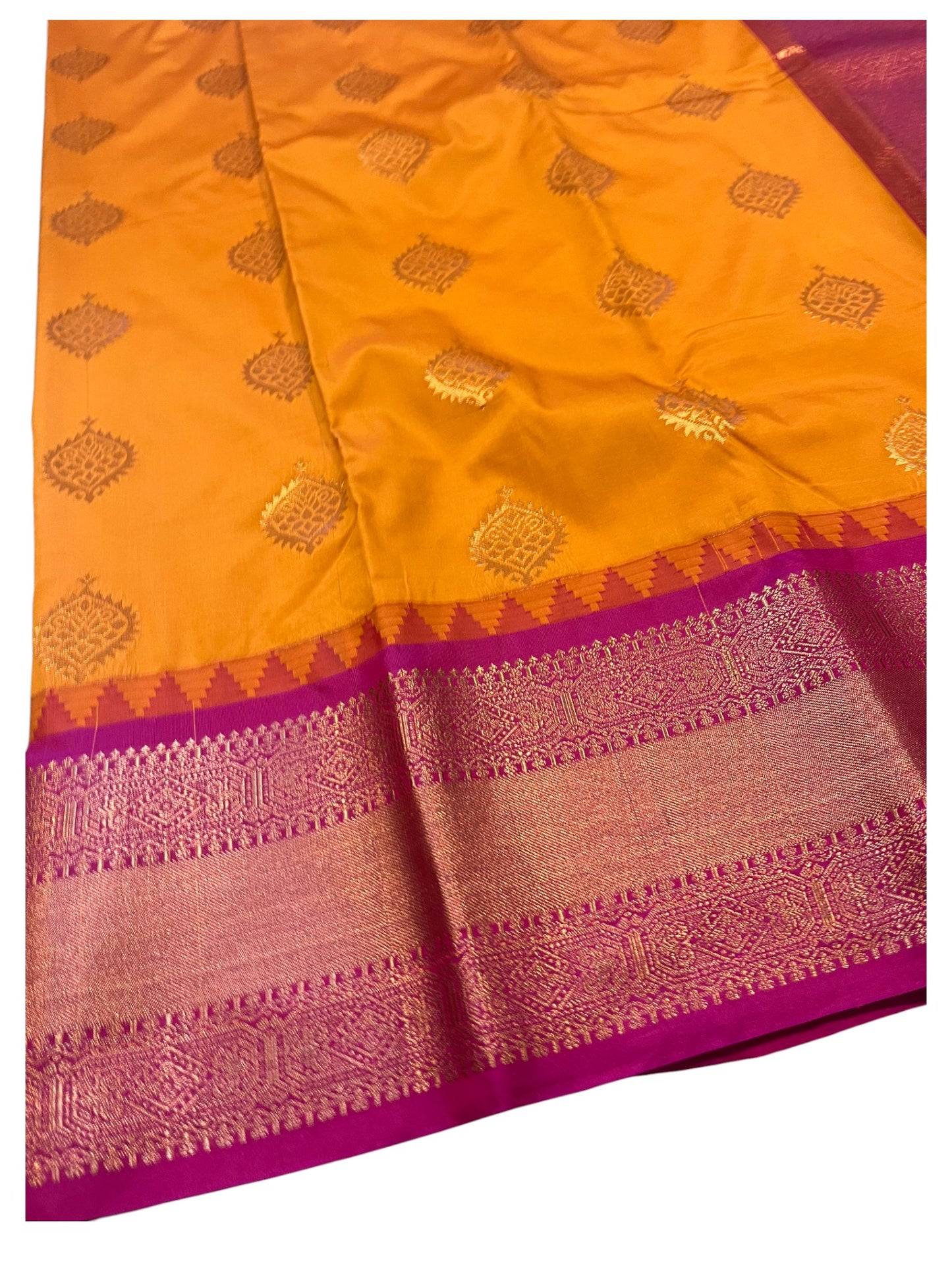 Southloom Banarasi Semi Silk Saree with Woven Work on Body (Orange)