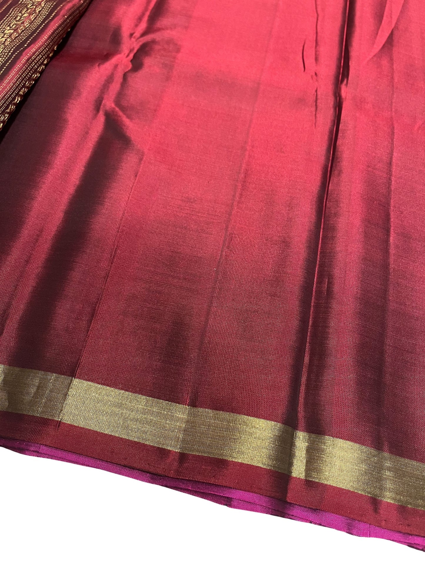 Southloom Pure Handloom Kanchipuram Silk Saree with Korvai Work (Magenta & Maroon)