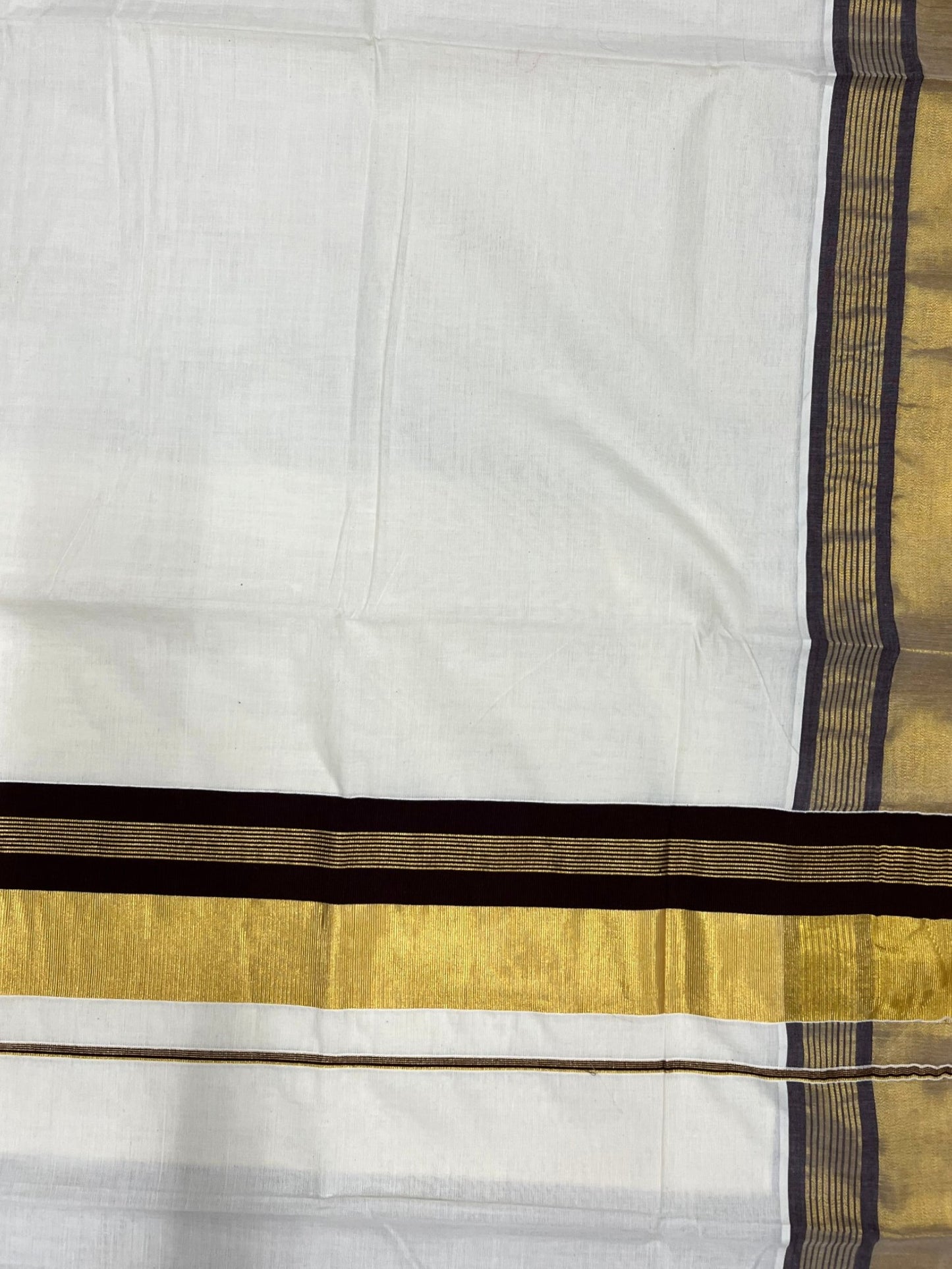 Southloom Kerala Pure Cotton Saree with Kasavu and Brown Border