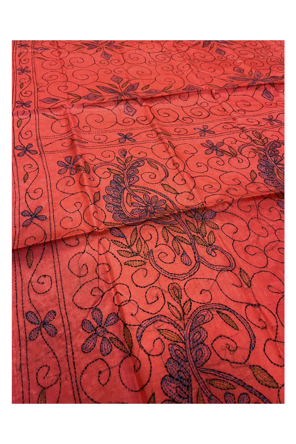 Southloom Kantha Thread Work Designer Pink Saree