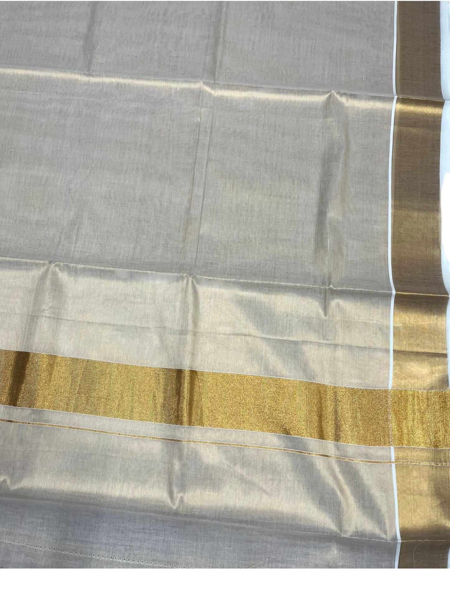 Southloom Kerala Tissue Kasavu Plain Saree With 3 Inch