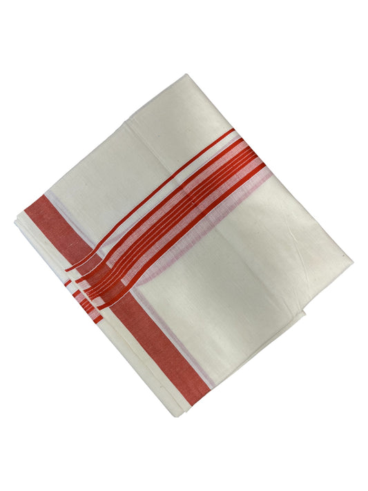 Southloom Pure Cotton Double Mundu With Red Border (South Indian Kerala Dhoti)