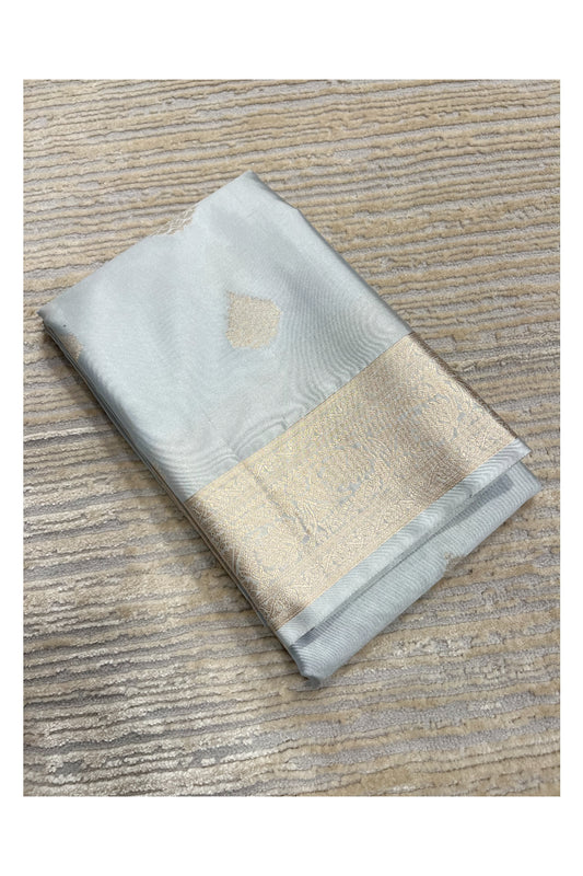Southloom Semi Silk Saree In Grey With Woven Zari Borders And Butta Work Across Body