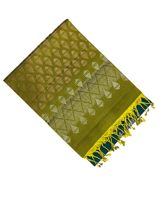 Southloom Pure Handloom Kanchipuram Silk Saree with Butta Work (Green & Blue)