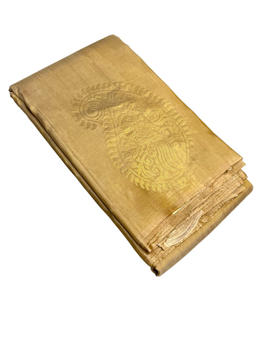 Southloom Premium Handloom Bridal Kanchipuram Silk Saree with Korvai Work (Beige)