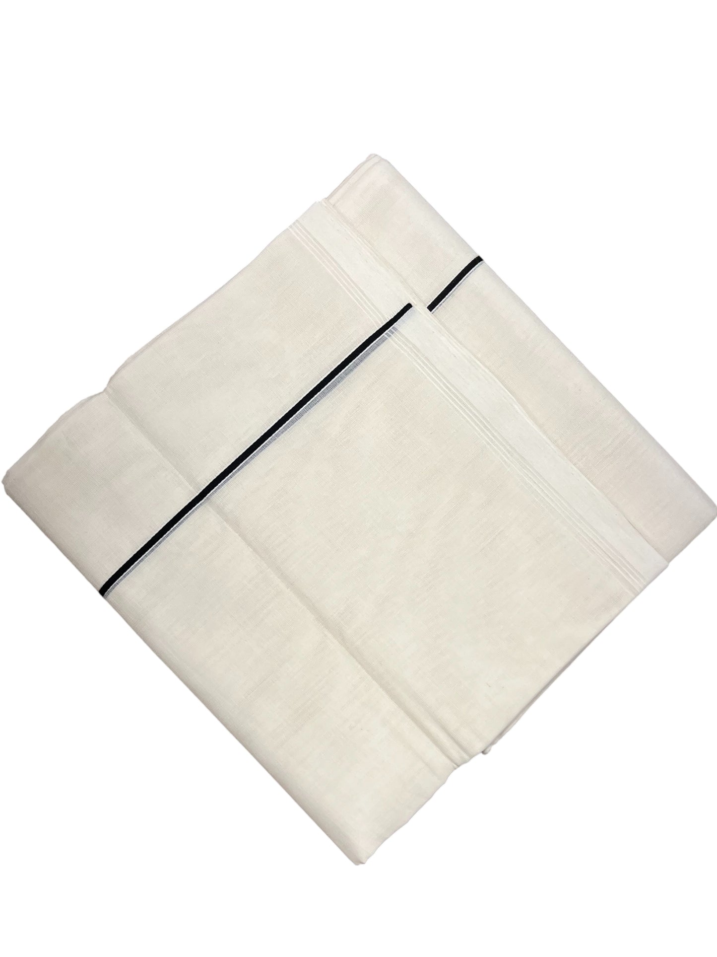 Southloom Pure Cotton Mundu With Black Eerkkil Kara (South Indian Kerala Dhoti)
