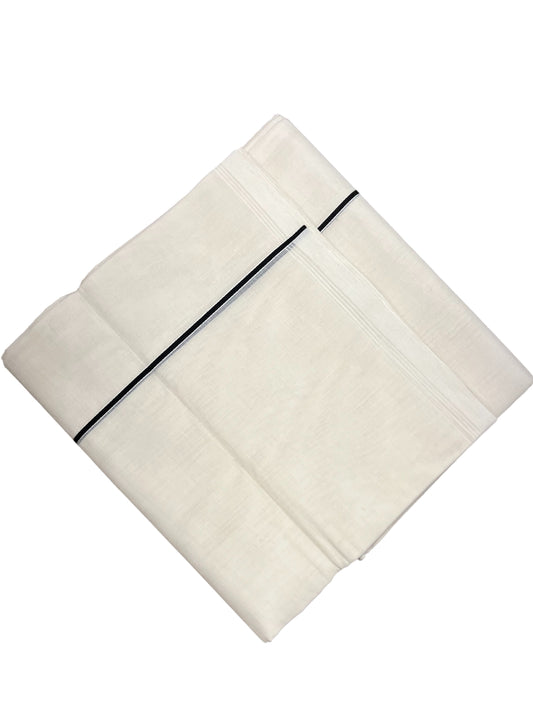 Southloom Pure Cotton Mundu With Black Eerkkil Kara (South Indian Kerala Dhoti)