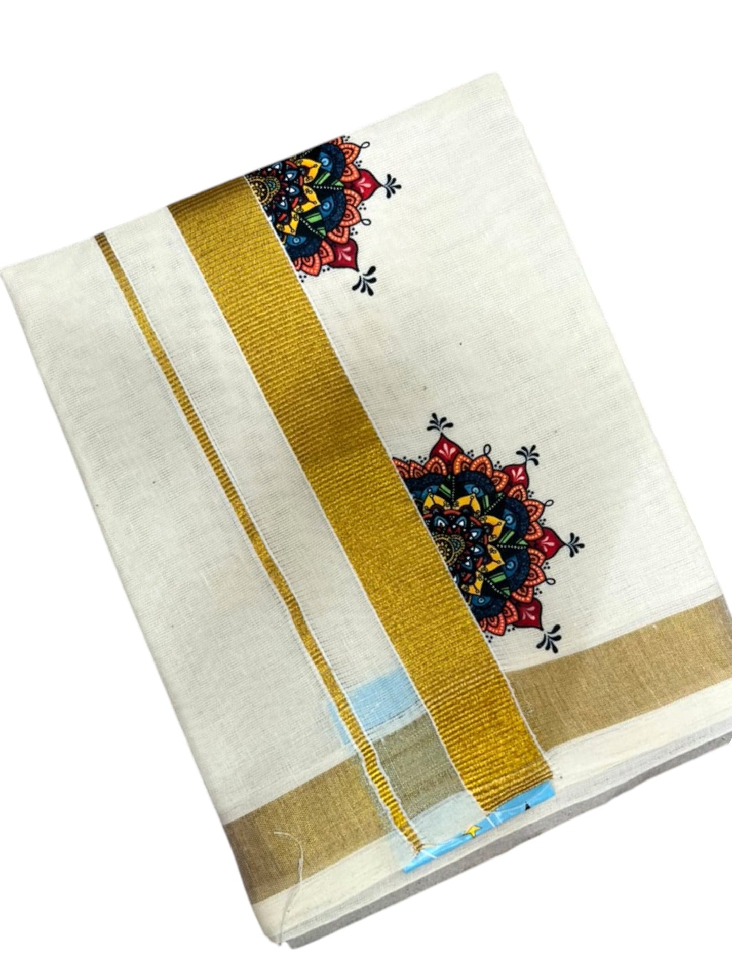 Southloom Cotton Kasavu Printed Kids's Velcro Mundu SLK