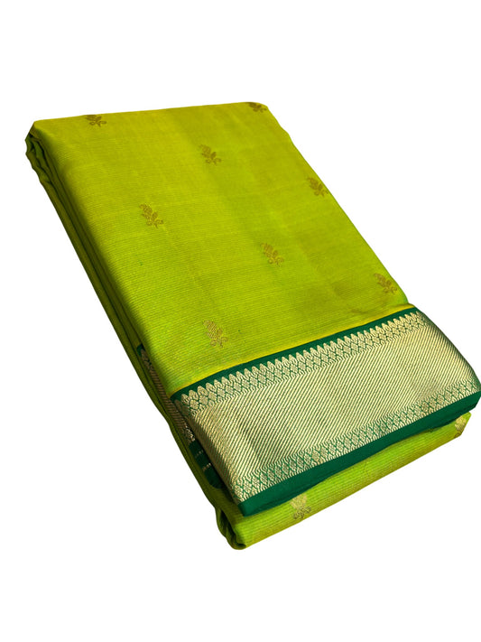 Southloom Pure Handloom Bridal Kanchipuram Silk Saree with Korvai Work (Green)