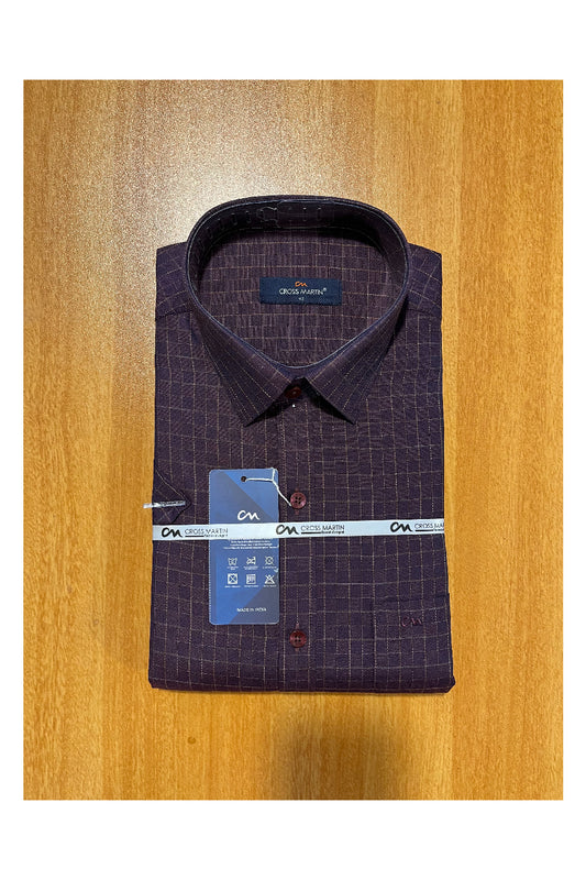 Pure Cotton Purple Check Shirt (42 HS)