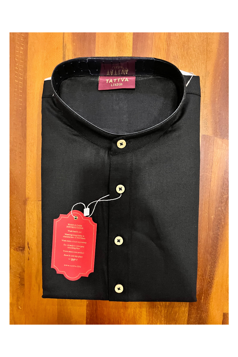 Southloom Semi Silk Short Kurta for Men in Black Colour