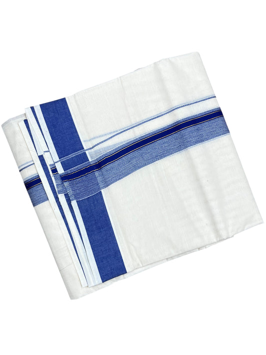 Southloom Pure Cotton Mundu with Blue Border (South Indian Kerala Dhoti)