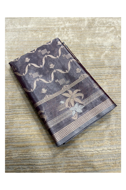 Southloom Tissue Silk Saree with Woven Work on Body and Borders (Silver  &  blue)