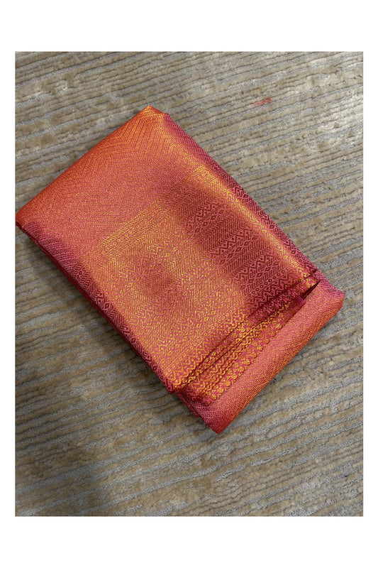 Southloom Brocade Silk Bridal Saree WIth Woven Borders And Blouse Piece in Gold And Pink