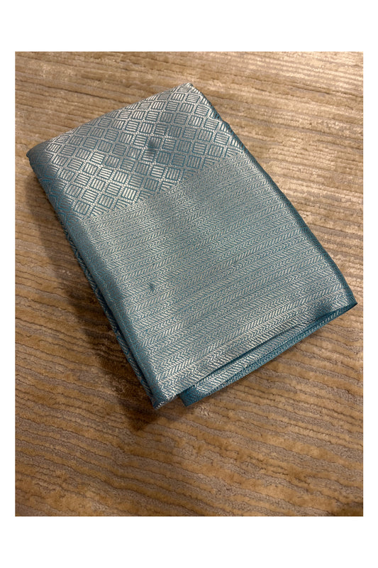 Southloom Brocade Silk Saree with Silver Zari Work in Blue Pastel Shade