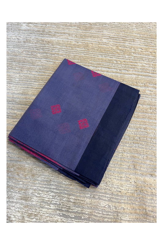 Southloom Kerala Cotton Saree with Floral Woven Works Across Body in Blue