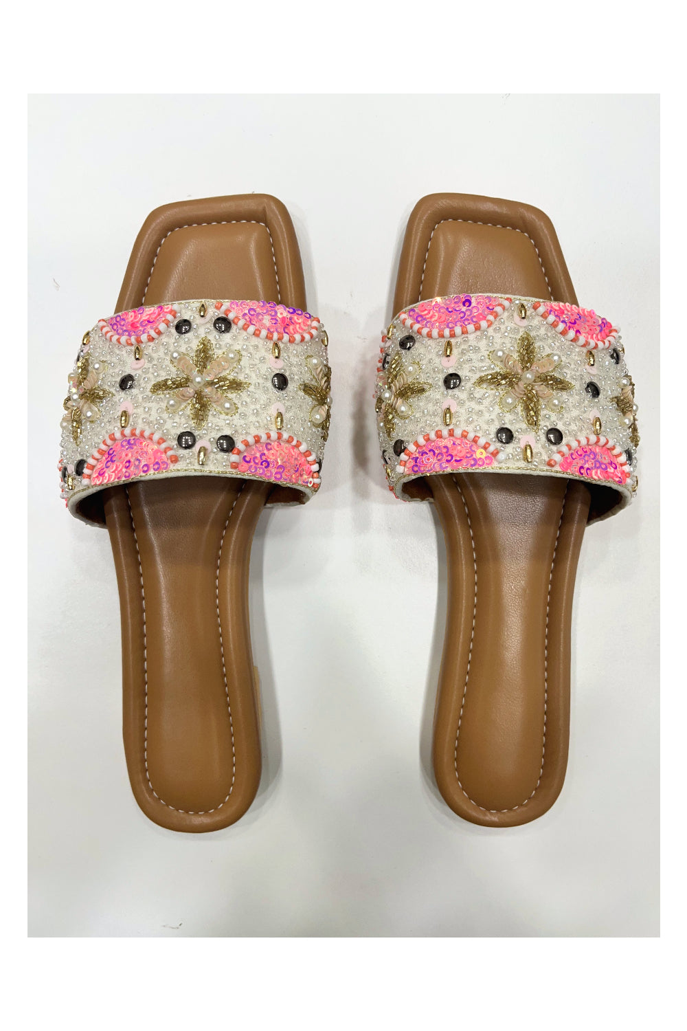 Southloom Jaipur Handmade Bead Work Open Toe Flat Sandals