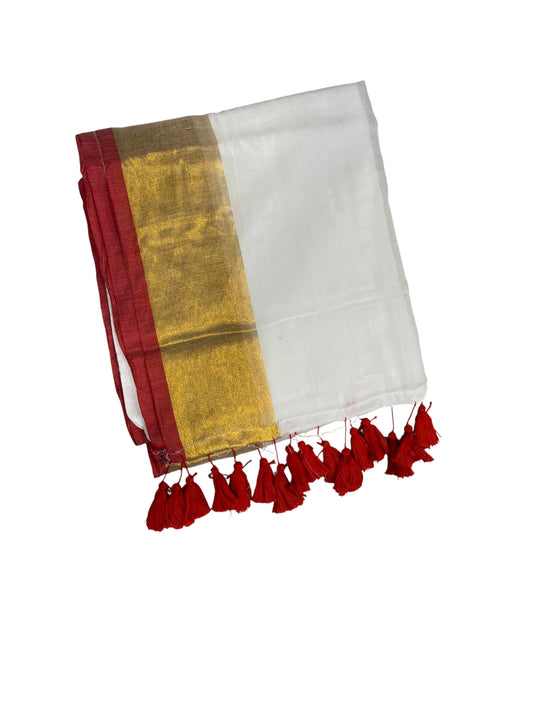 Southloom Mul Cotton 120 x 120 Soft Fabric Saree in Red Colour