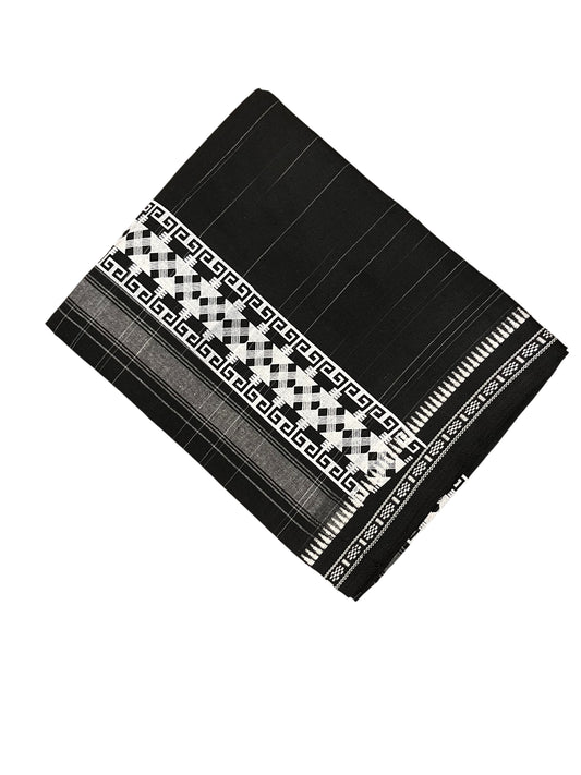 Southloom Black Printed Single Mundu / Otta Mundu / Lungi (South Indian Kerala Dhoti)