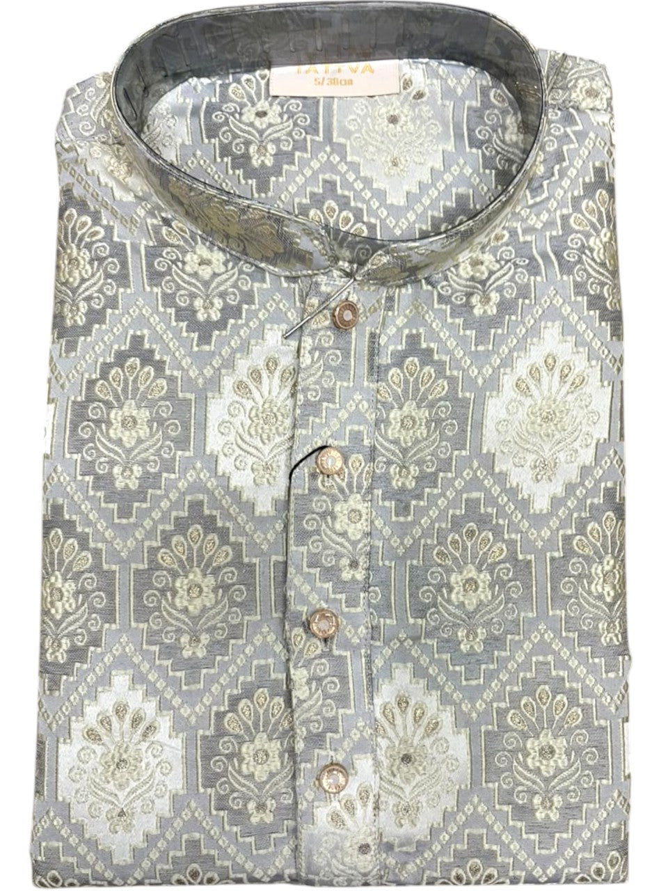 Southloom Gray Woven Semi Silk Short Kurta for Men SL590