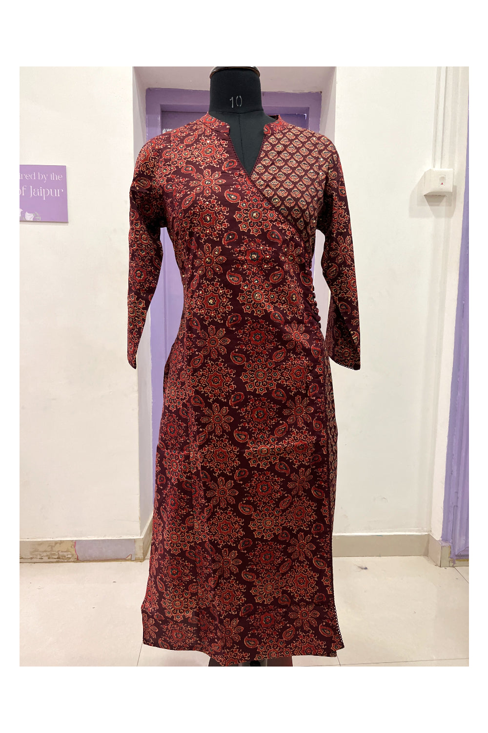 Southloom Stitched Salwar Set with Floral Prints in Maroon