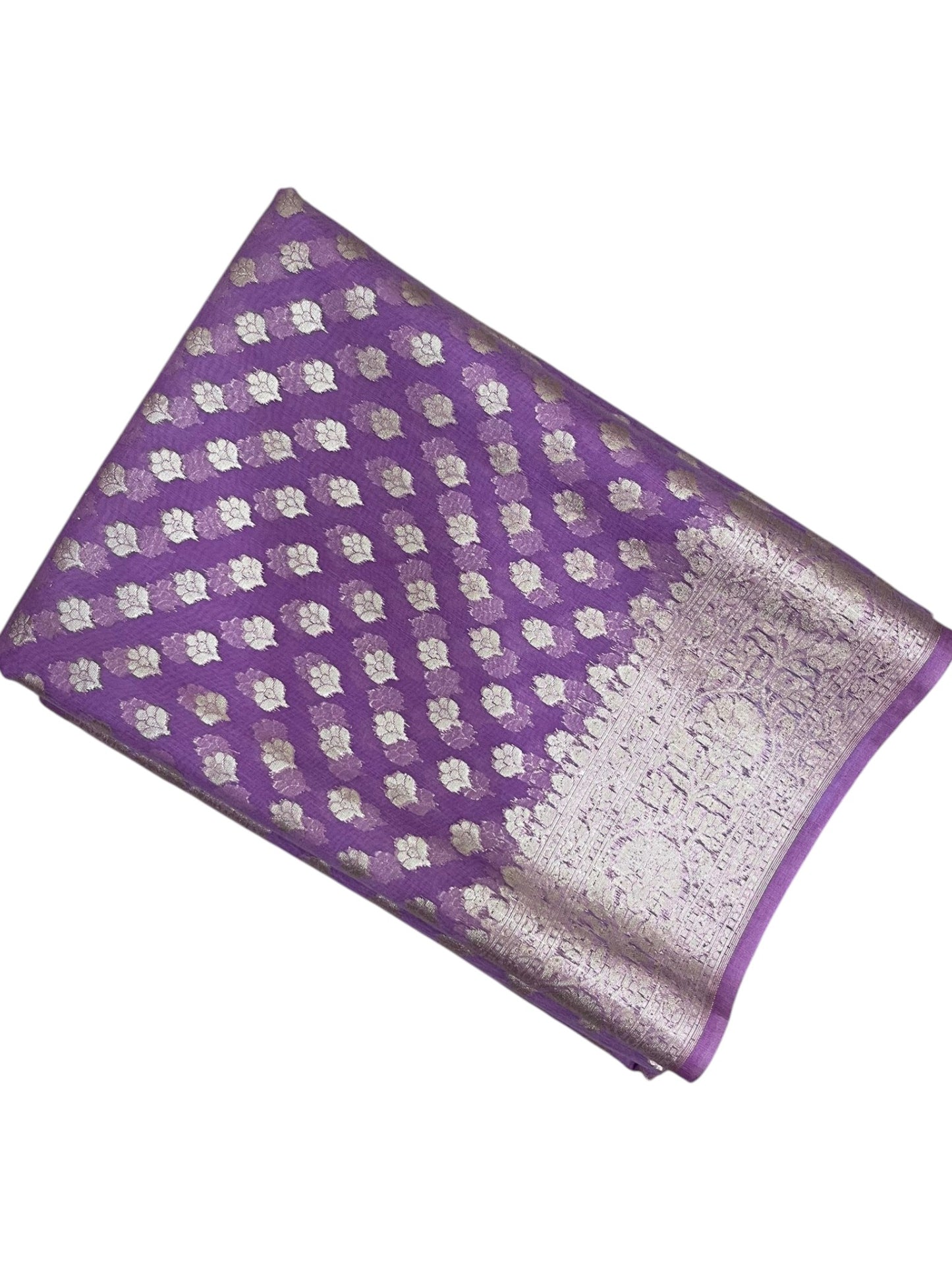 Southloom Cotton Banarasi Silk Saree with Woven Work on Body and Borders (Lavander)