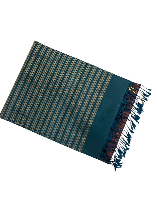 Southloom Pure Handloom Bridal Kanchipuram Silk Saree with Korvai Work (Maroon & Blue)