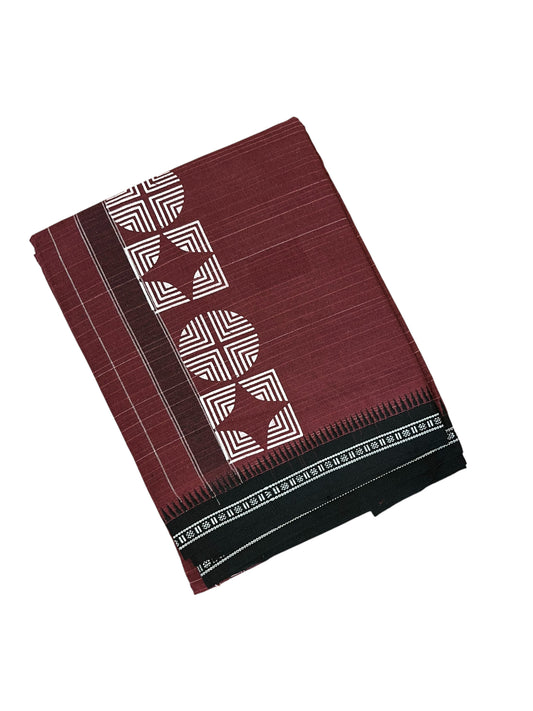 Southloom Maroon Printed Single Mundu / Otta Mundu / Lungi (South Indian Kerala Dhoti)