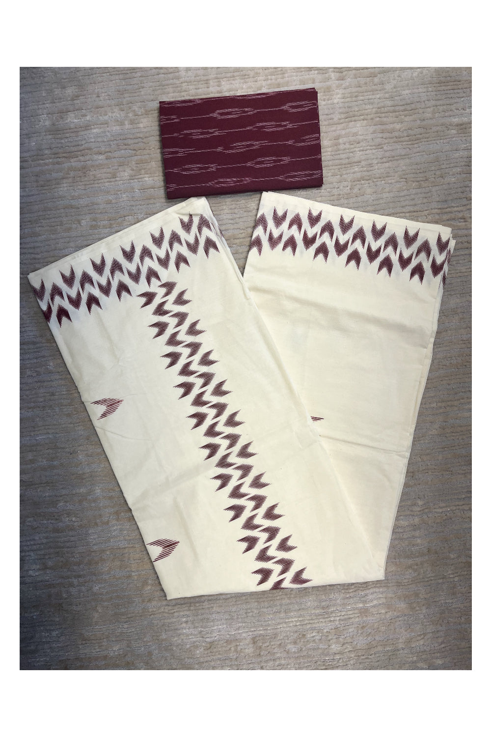 Southloom Ikat Design Purple Printed Saree with Blouse Piece