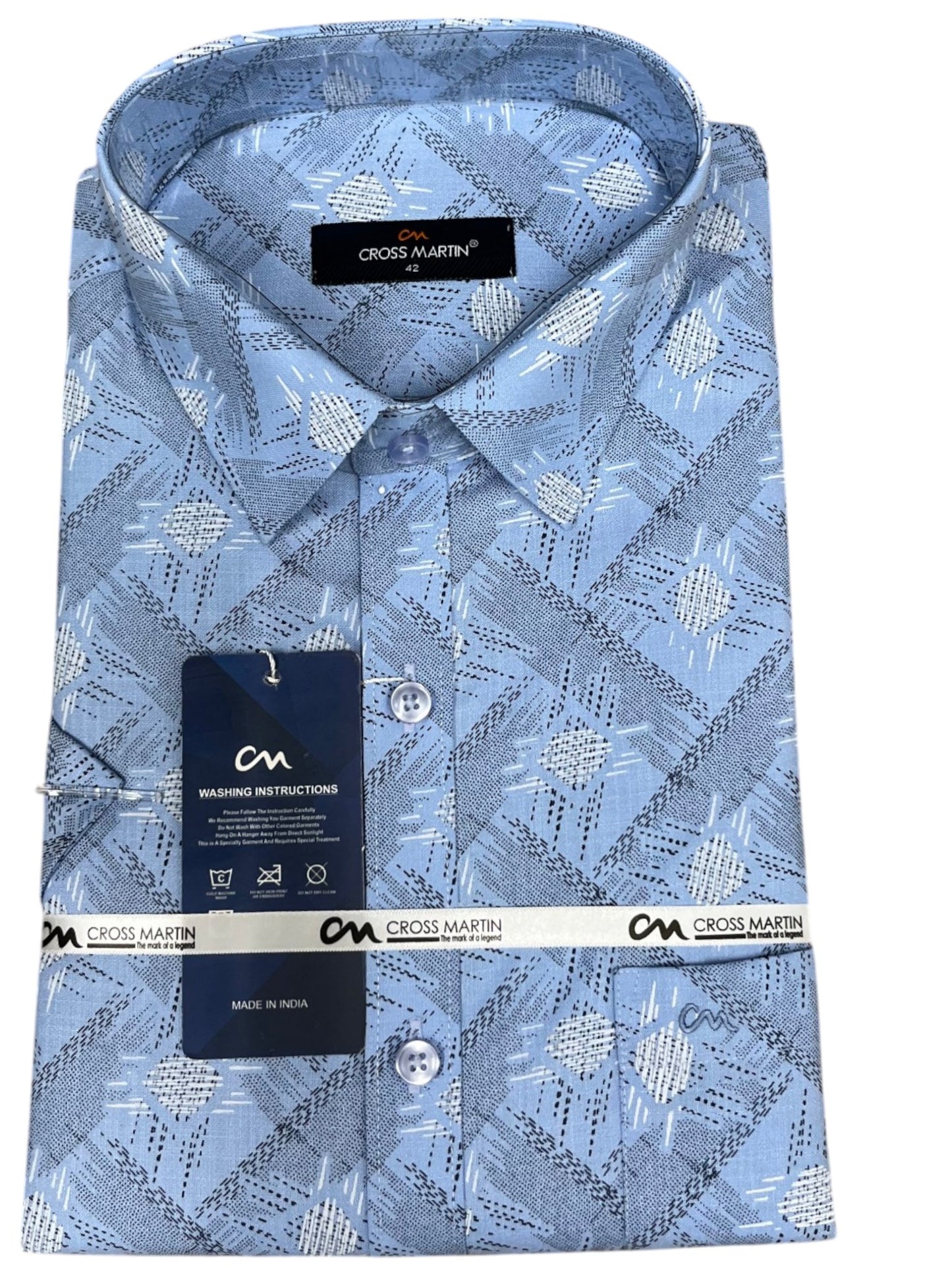 Southloom Pure Cotton Blue Printed Shirt SLSHIRT 42HS