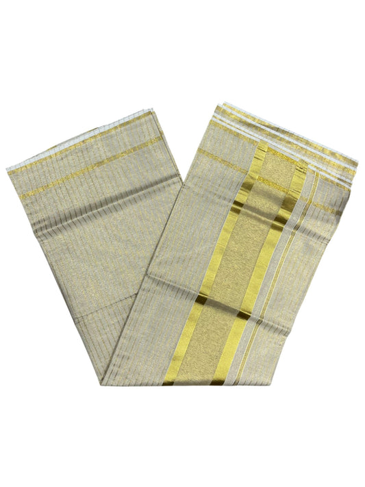 Southloom Kerala Tissue Kasavu Saree with Stripes on Body